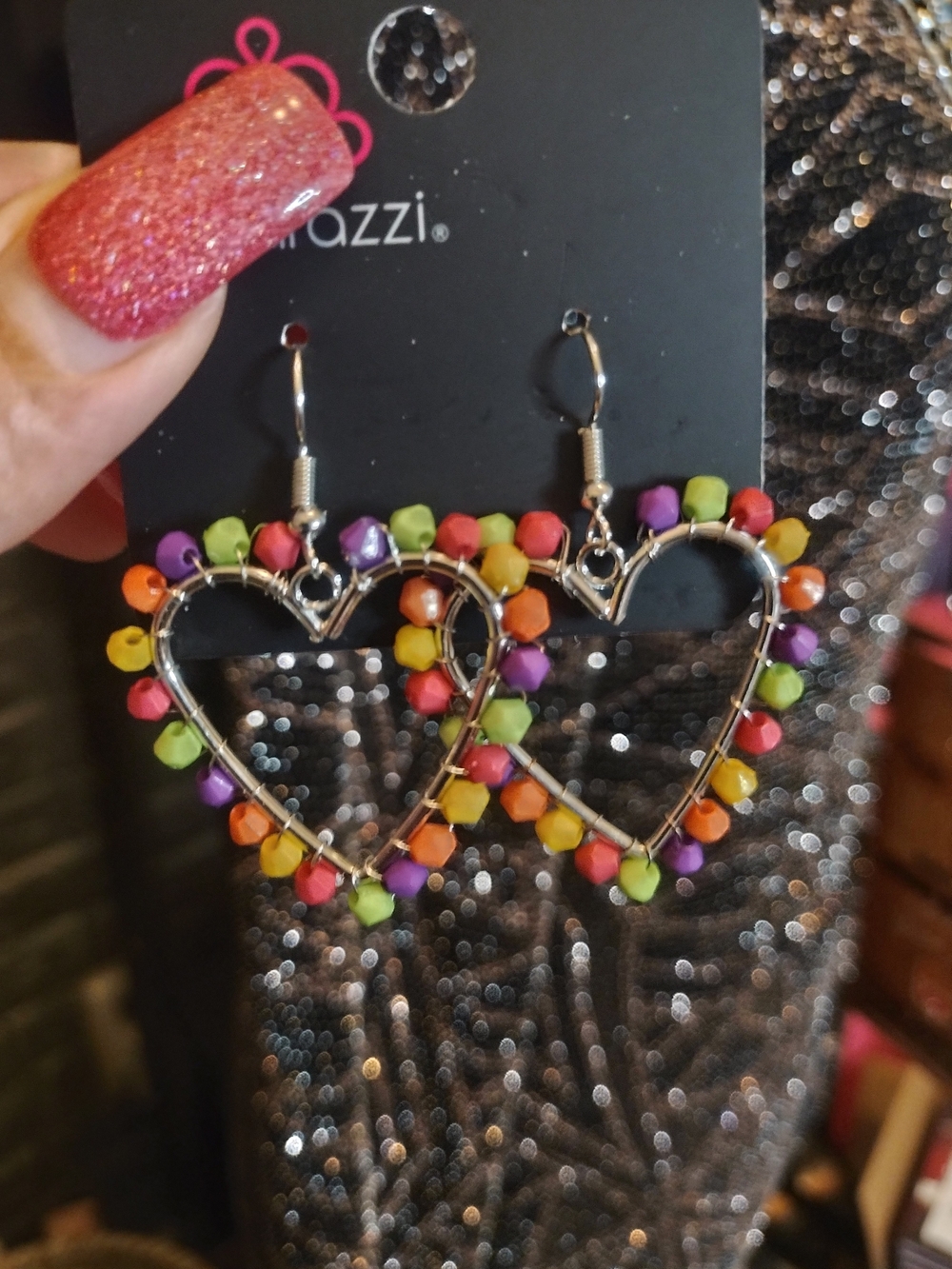 paparazzi Neon Multicolor Heart Hoop Earrings